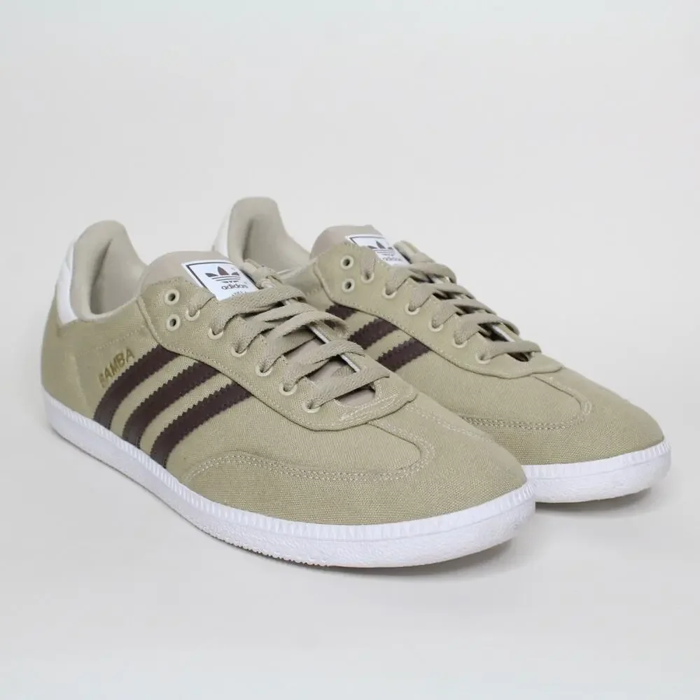 adidas Samba Beige with Dark Brown Stripes Athletic Shoes